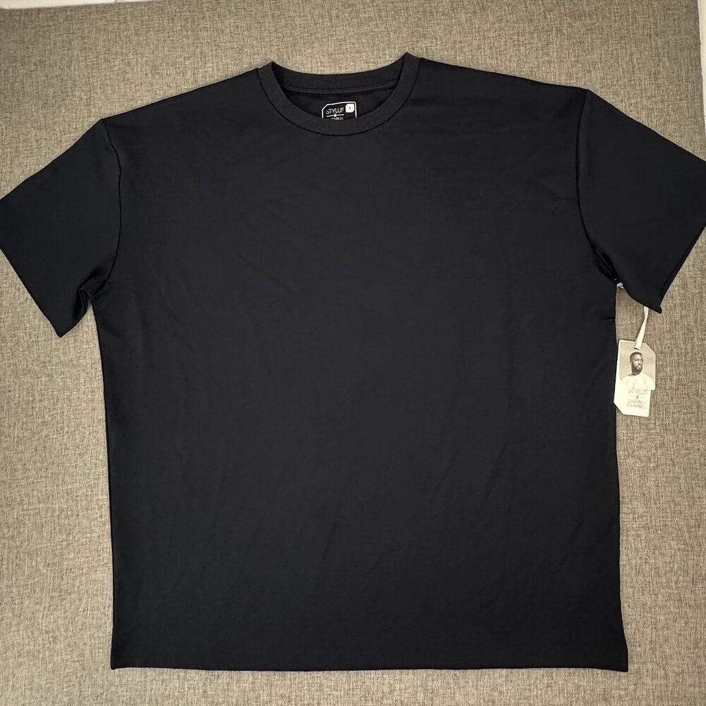 NEW! STYLUS Ladarius Campbell Shirt Short‎ Sleeve Dark Navy/ Black Large $34
